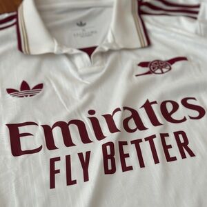 Adidas Men's White and Maroon Arsenal Jersey